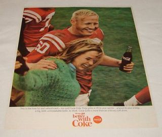 1965 Coca Cola ad ~ FOOTBALL PLAYER AND GIRL