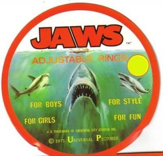 UNIVERSAL PICTURES ORIGINAL JAWS LICENSED TOY RING SILVER VERSION MINT
