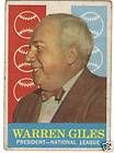 WARREN GILES COLLECTOR CARD PRESIDENT BASEBALL N.L.