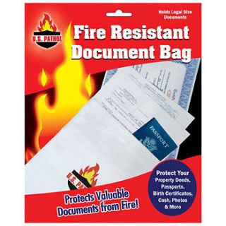 Safe Fire Resistant Document Bag Fireproof Bag Legal Size 10 x 15in.