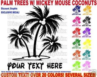 PALM TREE ISLAND MICKEY MOUSE COCONUTS DISNEY LETTERING DECAL SALT