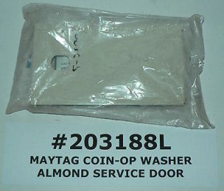 NEW OEM MAYTAG COIN OP WASHER ALMOND SERVICE DOOR #203188L WITH FREE