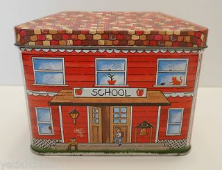 Collectible tin advertising container   SCHOOL HOUSE gummy bunnies