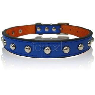 17 21 Blue Leather Studded Dog Collar Large