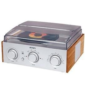 Jensen JTA 220 3 Speed AM/FM Stereo Turntable Record Player w/Built In