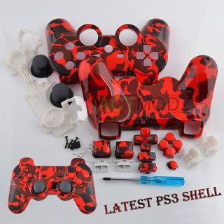 NEW PS3 Red camouflage Controller Shell Replacement case housing with