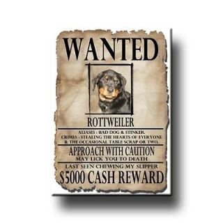 ROTTWEILER Wanted Poster FRIDGE MAGNET New DOG ROTTIE