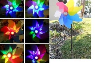 Solar Powered Garden/Yard Decor Stake Windmill Spinner LED Color