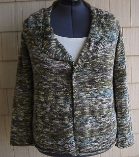 COLDWATER CREEK Sz XL(18) L/S Marled Multi Color Chenille Open Front