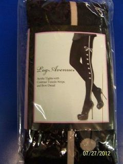 Tights w/Contrast Tuxedo Stripe & Bow Black Dress Up Adult Costume