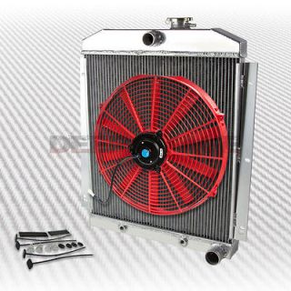 TRI CORE 3 ROWS RADIATOR+16 RED FAN 47 54 CHEVY 3100/3600/3800 TRUCK