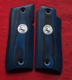 Colt .380 Government & Mustang II Blue/Black G10 Grips with Silver