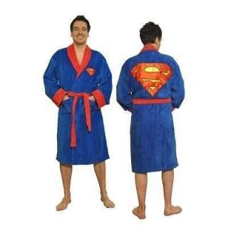 SUPERMAN Cotton Terry Cloth Bath Robe Blue/Red
