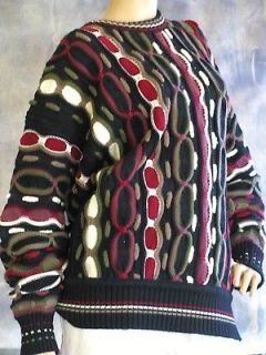 Mens Australian KALAROO Pure Wool Sweater L Pullover Cosby Black