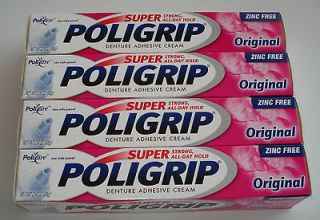 POLIGRIP SUPER STRONG ALL DAY HOLD DENTURE ADHESIVE CREAM ZINC FREE