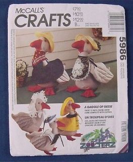 Vintage McCalls Crafts Gaggle Geese Goose Clothes Pattern 5986 Uncut