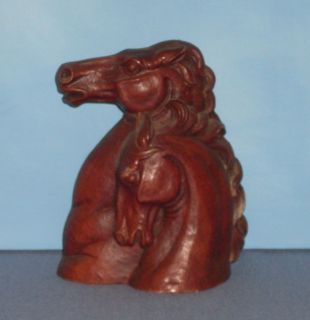 Vintage Composite Wood HORSE HEADS Bookend