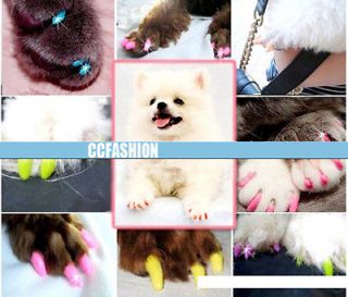 20 pcs Soft Pet Dog Cat Kitten Paw Claw Nail Caps Covers With Glue S