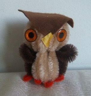 Vtg 1980s hand made arts and crafts pipe cleaner owl doll