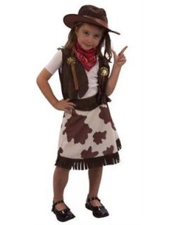 Cowgirl Toddler Girls Fancy Dress Party Costume + Cowboy Hat Kids Age