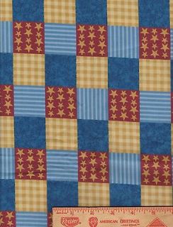 Americana Patchwork Stars Stripes Checked cotton fabric curtain