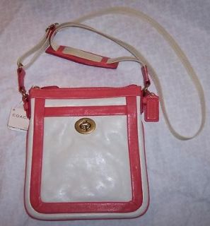 COACH SWINGPACK, CROSS BODY WHITE & CORAL LEATHER, 42643, MSRP $148