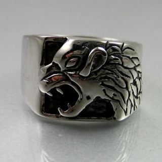 Newly listed Biker Mens Black Silver Bold Stainless Steel Wild Wolf