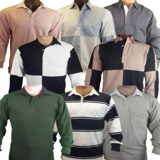 Rugby Shirt Long Sleeve Mens Striped / Harlequin / Plain / Drill
