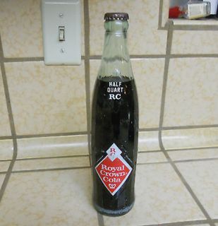 Vintage Royal Crown Cola Unopened Ribbed Green Glass Bottle RC 16 OZ