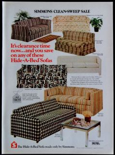 Vintage 1975 Simmons Hide A Bed Sofa Magazine Ad