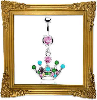 Princess Crown Belly Ring Multi Color Jewels CUTE Tiara