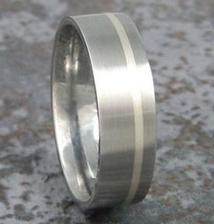 Titanium Band & Sterling Silver Inlay Ring Custom Made to ANY Sizing 3