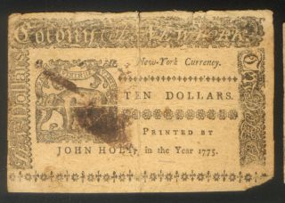 1775 NEW YORK 10 ( SPANISH MILLED ) DOLLARS with ELEPHANT VIRTUE