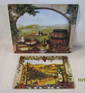 Piece Wine Vineyard Glass Cutting Board Set