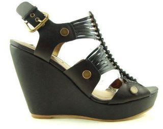 CYNTHIA VINCENT ROMA Black Womens Shoes Wedges 10