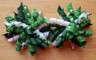 gorgeous boutique korker hair bows for St. Patricks Day, great for