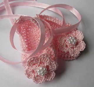 Newborn Baby Girl Reborn Booties Crib Shoes Knit Crochet Christening