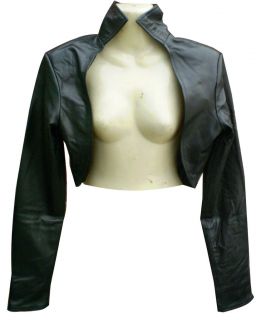 Ladies Black Leather Bolero Jacket New All Sizes