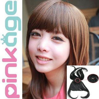 Clip in on Bangs Fringes Hair Extensions Top Skin Cover Piece Topper