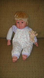 15 Kingstate Blonde Baby Doll w/ Teddy Bear Floral Outfit Stuffed