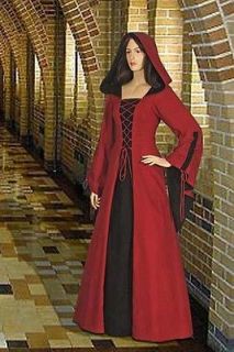 Renaissance Maiden Dress Gown with Hood, Handmade from Velvet, Size M