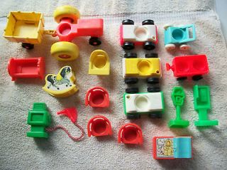 (17) toys lot tractor cars cradle rocker stroller payphone 70s 80s