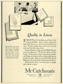 1928 Ad McCutcheons Linens Fabrics Table Damask Lace Banquet Cloths