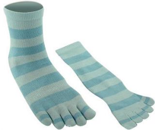 Adult Two Tone Light Blue Striped Toe Socks Small