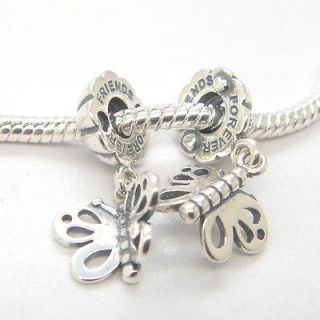 pair Authentic 925 Silver Threaded Core friends forever heart Dangle