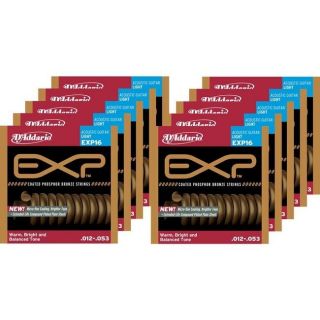10 packs of EXP16 DAddario Acoustic Guitar Strings Light 12   53