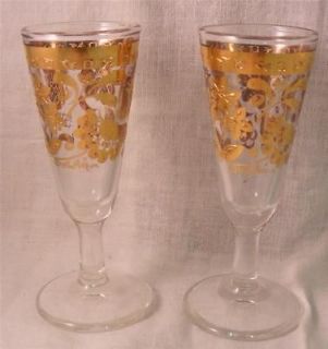Vintage Culver Liqueur Glasses   Set Of 2   22k Gold Decoration