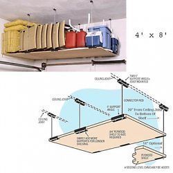 Ceiling Mounted Shelving Hardware For 4x8 Shelf   by Artkan