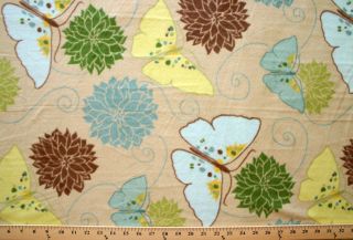 Valori Wells Butterflies Flower Teal Tango Micro Fleece Fabric Print