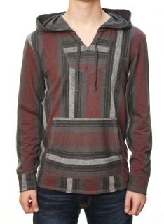RetroFit Mens Mexican Pancho Long Sleeve Striped Hooded Shirt Sweater